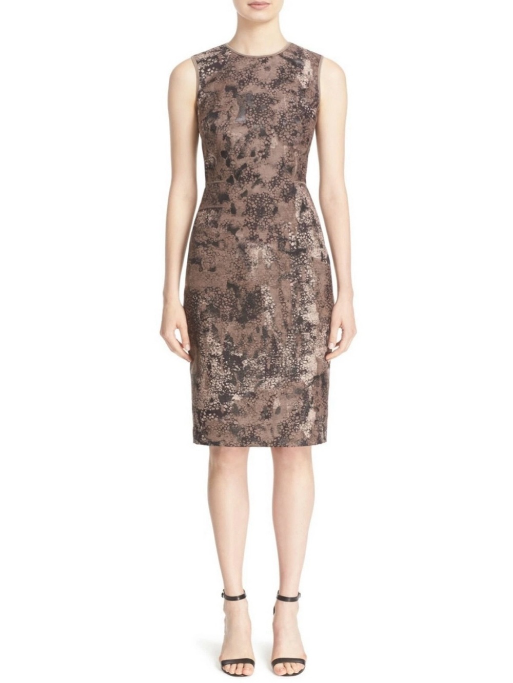 Lafayette 148 New York Marilyn Jacquard Sheath Dress Walnut Sz 10 Career